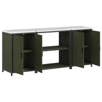 Küchenlager-Set mit Regal mit Speicher mit Tür 3 pcs Olive Grün 210 x 50 x 92 cm