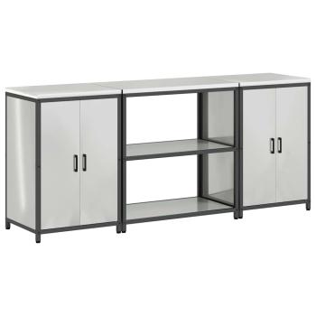 Küchenlager-Set 3 pcs Silber 210 x 50 x 92 cm Verzinkter Stahl