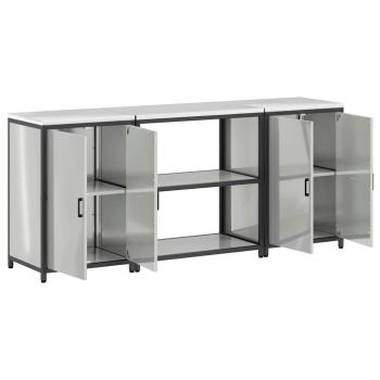 Küchenlager-Set 3 pcs Silber 210 x 50 x 92 cm Verzinkter Stahl