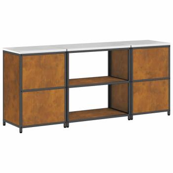 Küchenlager-Set mit Regal mit Speicher mit Tür 3 pcs Rostig 210 x 50 x 92 cm