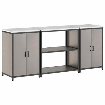 Küchenlager-Set mit Regal mit Speicher mit Tür 3 pcs Rostig 210 x 50 x 92 cm
