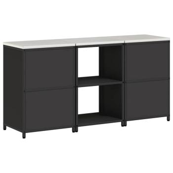 Küchenlager-Set mit Regal mit Speicher mit Tür 3 pcs Schwarz 180 x 50 x 92 cm