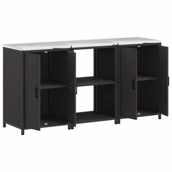Küchenlager-Set mit Regal mit Speicher mit Tür 3 pcs Schwarz 180 x 50 x 92 cm