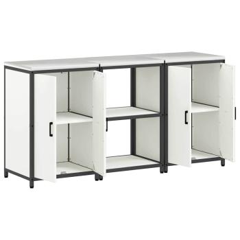 Küchenlager-Set 3 pcs Weiß 180 x 50 x 92 cm Kaltgewalzter Stahl