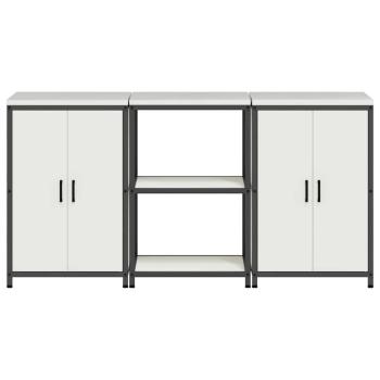 Küchenlager-Set 3 pcs Weiß 180 x 50 x 92 cm Kaltgewalzter Stahl