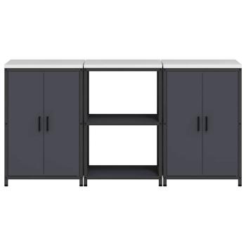 Küchenlager-Set mit Regal mit Speicher mit Tür 3 pcs Anthrazit 180 x 50 x 92 cm