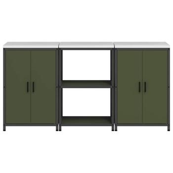 ARDEBO.de - Küchenlager-Set mit Regal mit Speicher mit Tür 3 pcs Olive Grün 180 x 50 x 92 cm