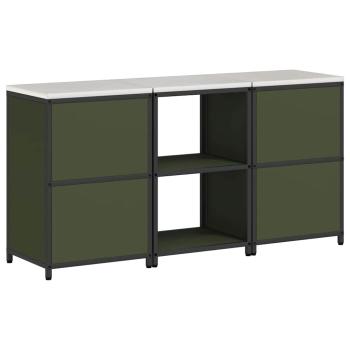 Küchenlager-Set mit Regal mit Speicher mit Tür 3 pcs Olive Grün 180 x 50 x 92 cm