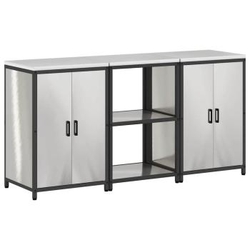 Küchenlager-Set 3 pcs Silber 180 x 50 x 92 cm Edelstahl