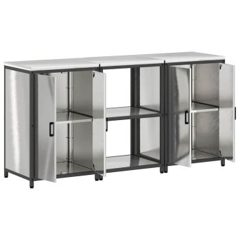 Küchenlager-Set 3 pcs Silber 180 x 50 x 92 cm Edelstahl