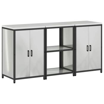 Küchenlager-Set 3 pcs Silber 180 x 50 x 92 cm Verzinkter Stahl