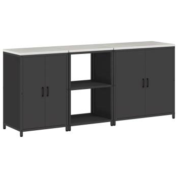 Küchenaufbewahrungsset mit Regal Sonstiges 3 pcs Schwarz 210 x 50 x 92 cm