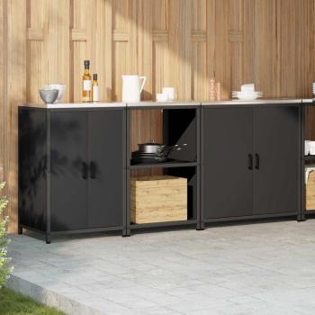 Küchenaufbewahrungsset mit Regal Sonstiges 3 pcs Schwarz 210 x 50 x 92 cm