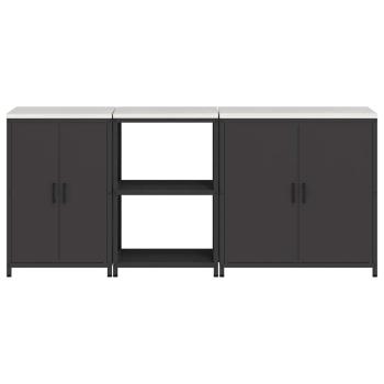 Küchenaufbewahrungsset mit Regal Sonstiges 3 pcs Schwarz 210 x 50 x 92 cm