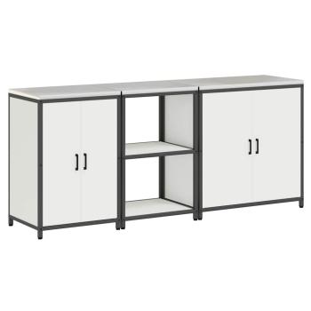 Küchenaufbewahrungsset mit Regal Sonstiges mit Speicher mit Tür 3 pcs Weiß 210 x 50 x 92 cm