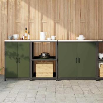 ARDEBO.de - Küchenaufbewahrungsset 3 pcs Olive Grün 210 x 50 x 92 cm