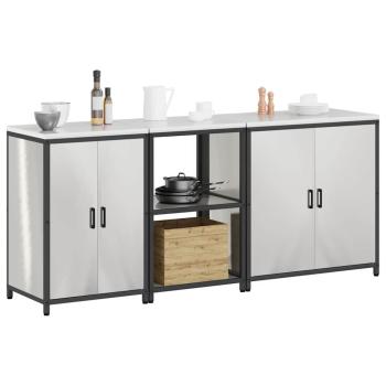 Küchenaufbewahrungsset 3 pcs Silber 210 x 50 x 92 cm Edelstahl