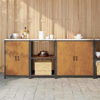 ARDEBO.de - Küchenaufbewahrungsset mit Regal Sonstiges 3 pcs Rostig 210 x 50 x 92 cm