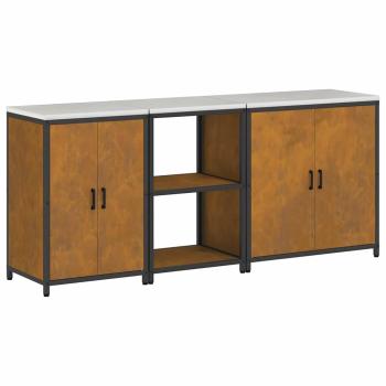 Küchenaufbewahrungsset mit Regal Sonstiges 3 pcs Rostig 210 x 50 x 92 cm