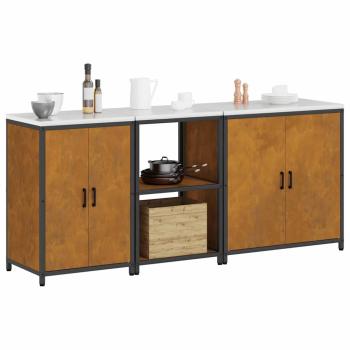 Küchenaufbewahrungsset mit Regal Sonstiges 3 pcs Rostig 210 x 50 x 92 cm