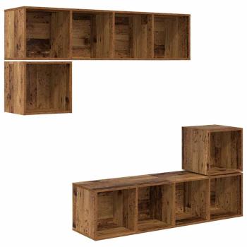 TV-Schrank-Set 4 pcs Altholz 37 x 37 x 142,5 cm Holzwerkstoff
