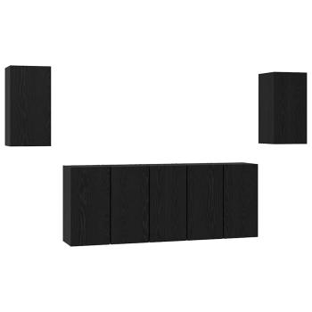TV-Schrank-Set mit Regal 7 pcs Schwarze Eiche 30,5 x 30 x 60 cm