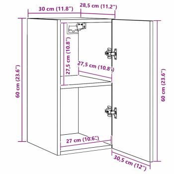 TV-Schrank-Set mit Regal 7 pcs Schwarze Eiche 30,5 x 30 x 60 cm