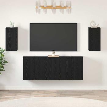 TV-Schrank-Set mit Regal 7 pcs Schwarze Eiche 30,5 x 30 x 60 cm