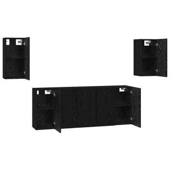 TV-Schrank-Set mit Regal 7 pcs Schwarze Eiche 30,5 x 30 x 60 cm
