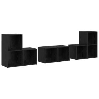 TV-Schrank Set mit Regal mit Speicher 6 pcs Schwarze Eiche Holzwerkstoff