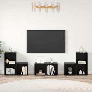 TV-Schrank Set mit Regal mit Speicher 6 pcs Schwarze Eiche Holzwerkstoff