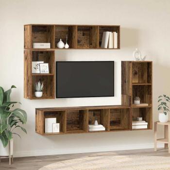 ARDEBO.de - TV-Schrank-Set mit Speicher 4 pcs Altholz Holzwerkstoff