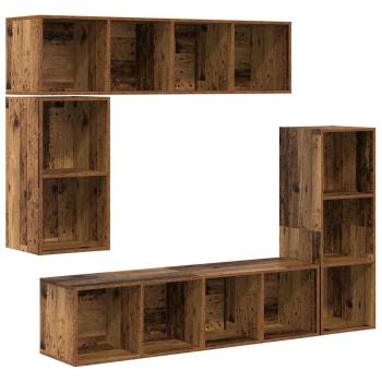 TV-Schrank-Set mit Speicher 4 pcs Altholz Holzwerkstoff