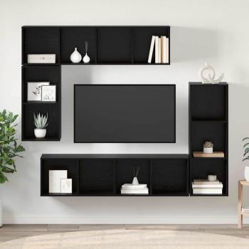 TV-Schrank-Set mit Speicher 4 pcs Schwarze Eiche Holzwerkstoff