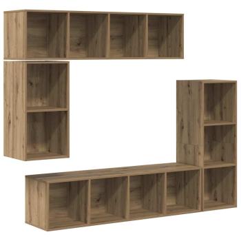 TV-Schrank-Set 4 pcs Eiche handwerklich Holzwerkstoff