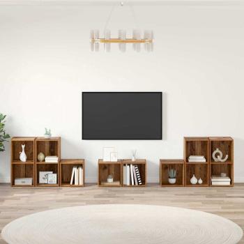 ARDEBO.de - TV-Schrank Set mit Regal mit Speicher 8 pcs Altholz Holzwerkstoff