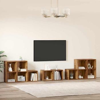 TV-Schrank Set mit Regal mit Speicher 8 pcs Altholz Holzwerkstoff