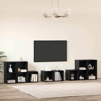 TV-Schrank Set mit Regal mit Speicher 8 pcs Schwarze Eiche Holzwerkstoff