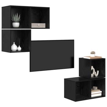 ARDEBO.de - TV-Schrank Set 4 pcs Schwarze Eiche 37 x 37 x 72 cm