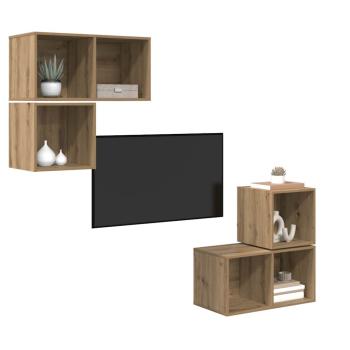TV-Schrank Set 4 pcs Eiche handwerklich 37 x 37 x 72 cm