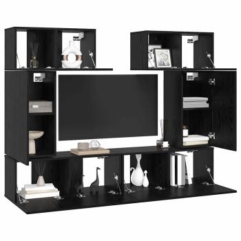 TV-Schrank-Set mit Regal 6 pcs Schwarze Eiche 80 x 30 x 30 cm