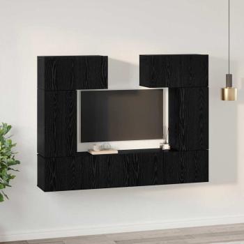 TV-Schrank-Set mit Regal 6 pcs Schwarze Eiche 80 x 30 x 30 cm