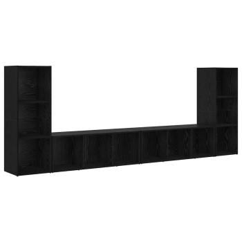 TV-Schränk mit Regal mit Speicher 4 pcs Schwarz Eiche 37 x 35 x 107,5 cm