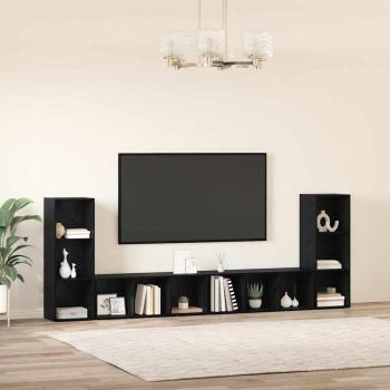 TV-Schränk mit Regal mit Speicher 4 pcs Schwarz Eiche 37 x 35 x 107,5 cm