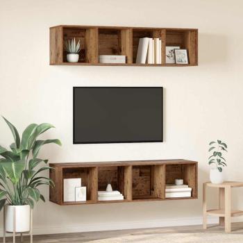 TV-Schrank-Set 2 pcs Altholz 37 x 37 x 142,5 cm Holzwerkstoff