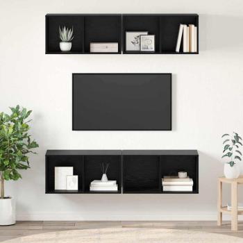 ARDEBO.de - Wand TV Schrank mit Regal 4 pcs Schwarze Eiche 37 x 37 x 72 cm