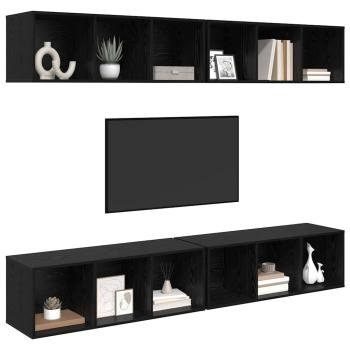 Wand TV Schrank 4 pcs Schwarze Eiche 37 x 37 x 107,5 cm