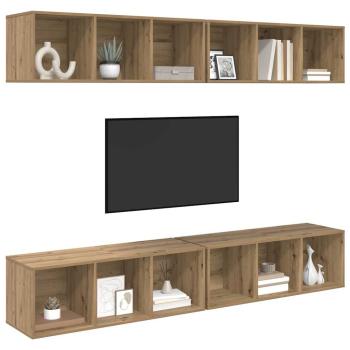 Wand TV Schrank 4 pcs Eiche handwerklich 37 x 37 x 107,5 cm