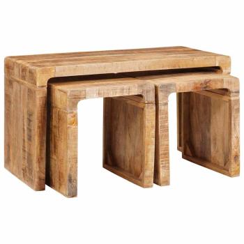 ARDEBO.de - Beistelltische 3 pcs Braun massives Mangoholz