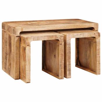 Beistelltische 3 pcs Braun massives Mangoholz